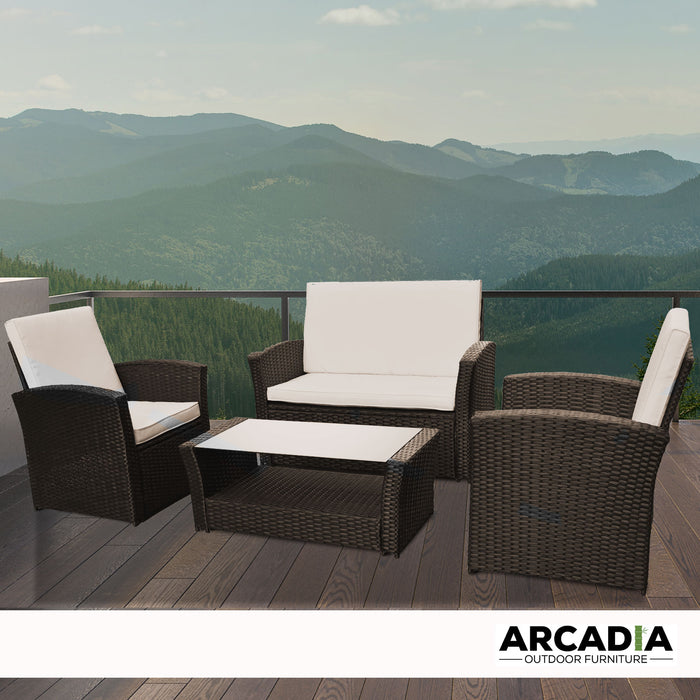 Arcadia Furniture Outdoor 4 Piece Sofa Lounge Set Wicker Rattan Garden