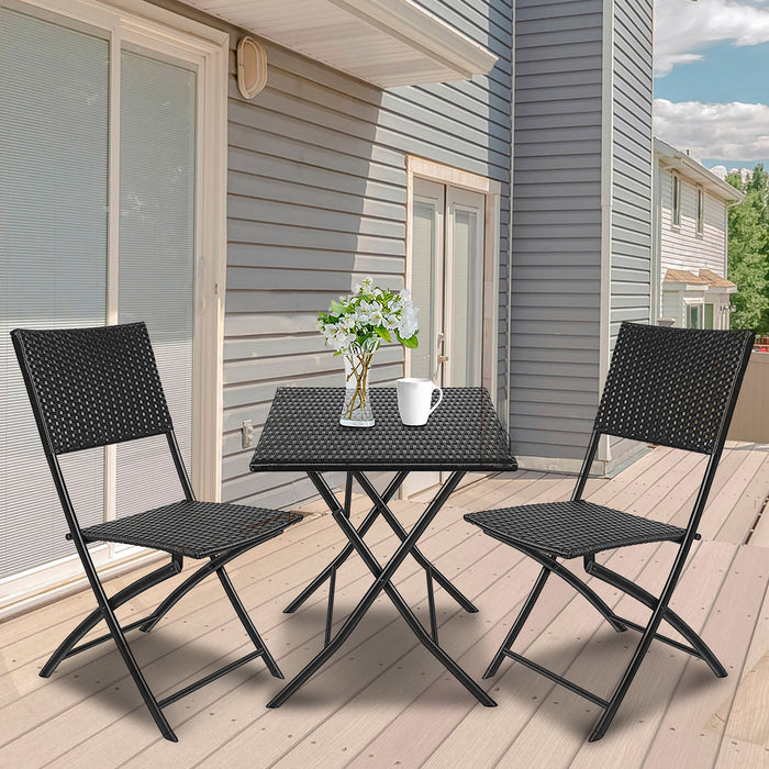 Arcadia Furniture Outdoor 3 Piece Foldable Rattan Coffee Table Set Garden Patio