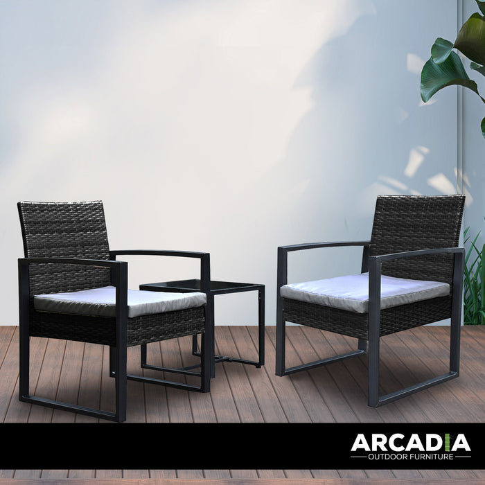 Arcadia Furniture Outdoor 3 Piece Wicker Rattan Patio Set Garden Patio Home