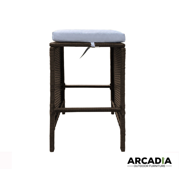 Arcadia Furniture Outdoor 5 Piece Bar Table Set Rattan and Cushions Patio Dining