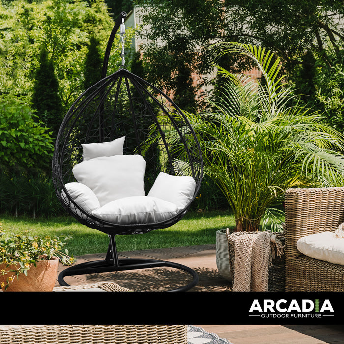 Arcadia Furniture Rocking Egg Chair Outdoor Wicker Rattan Patio Garden Tear Drop