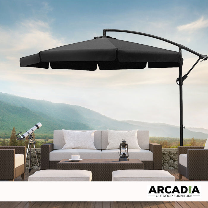 Arcadia Furniture 3M Outdoor Umbrella Grey Cantilever Garden Beach Pat