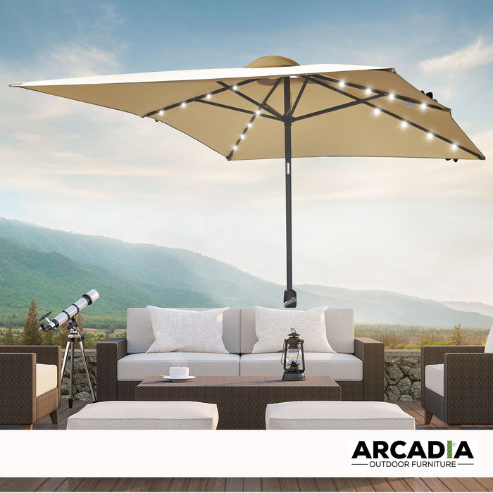 extra large patio umbrella with led lights Arcadia Furniture Umbrella 3 Metre Umbrella with Solar LED Lights Gard
