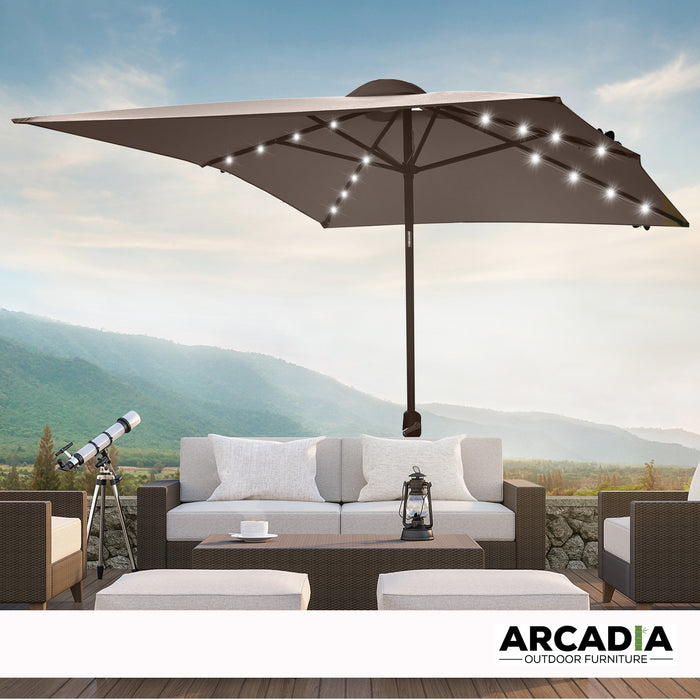 Arcadia Furniture Umbrella 3 Metre Umbrella with Solar LED Lights Gard