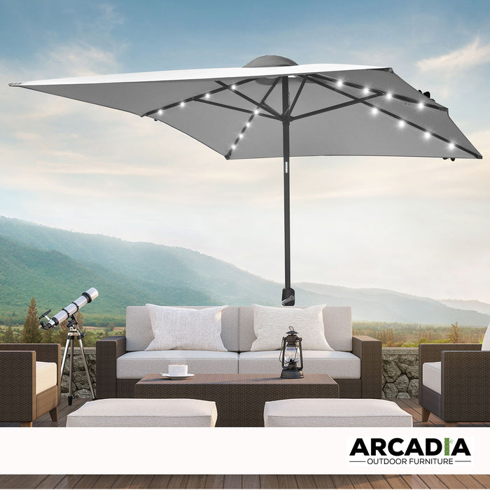 Arcadia Furniture Umbrella 3 Metre Umbrella with Solar LED Lights Gard